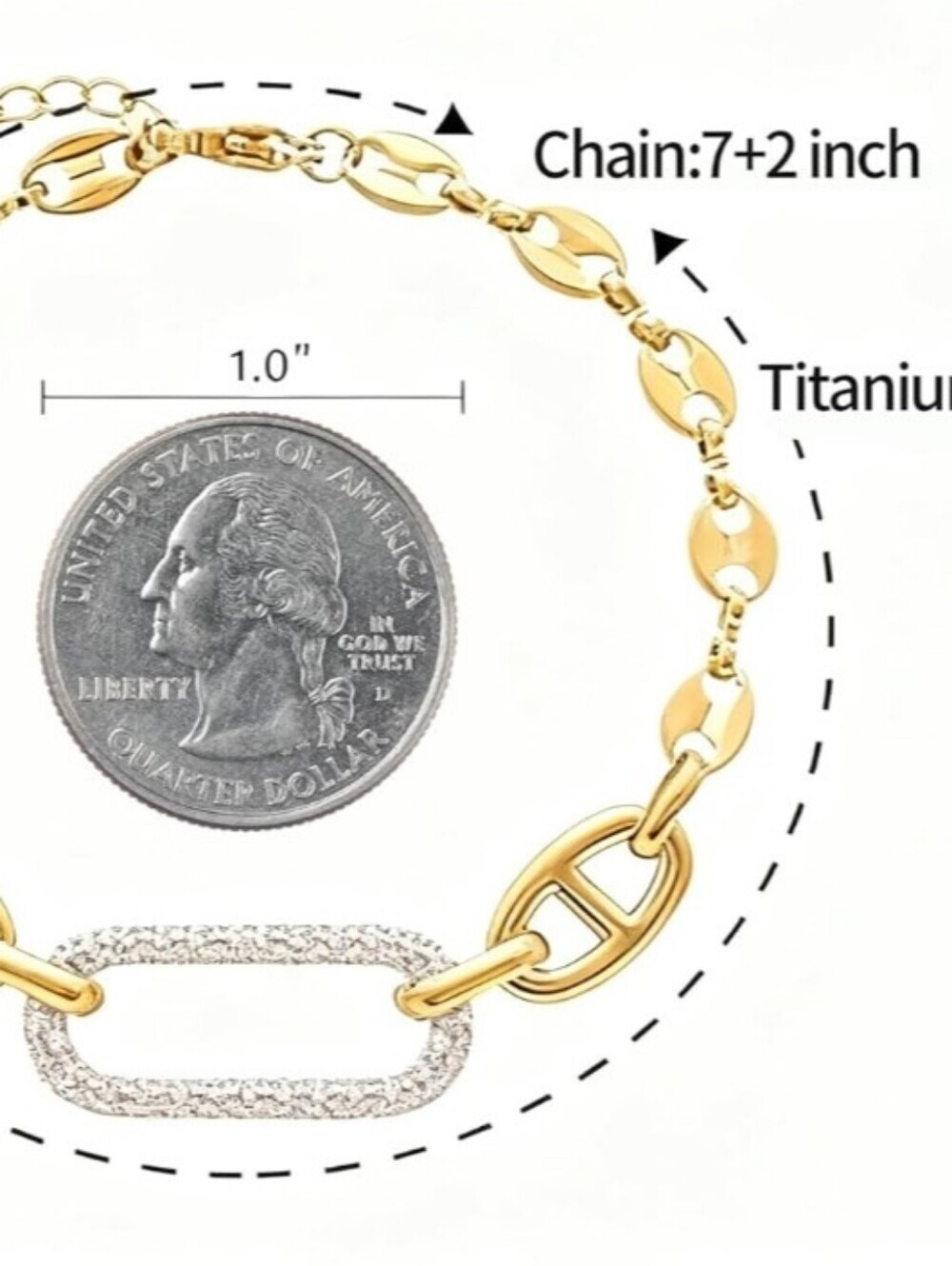 Gold and Silver Pavé Link Bracelet - Women Jewelry - Picture 4 of 7